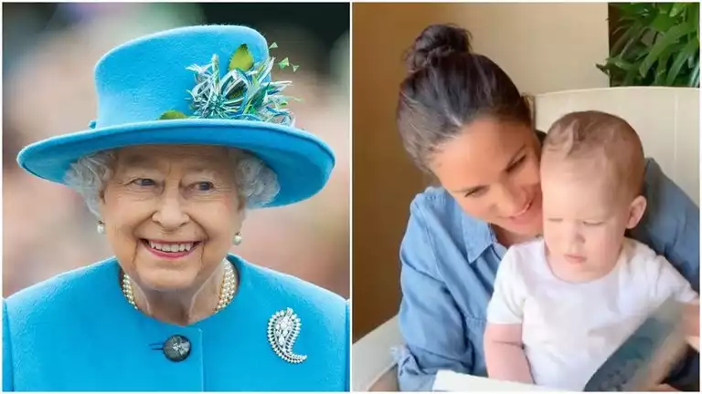 Queen, in a video call, mentions that Archie is Prince Harry's redhead.