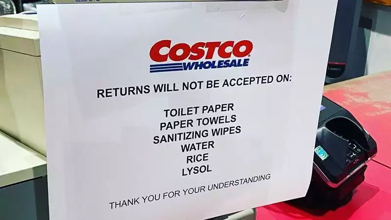 Costco is now refusing to return high-demand items such as rice and toilet paper.