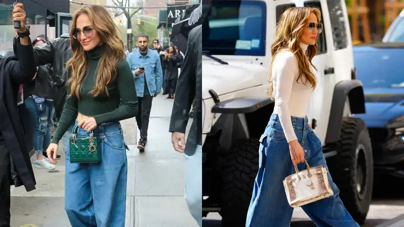 Jennifer Lopez Wears Spring's Easy Outfit Formula Twice a Day with Different Designer Bags