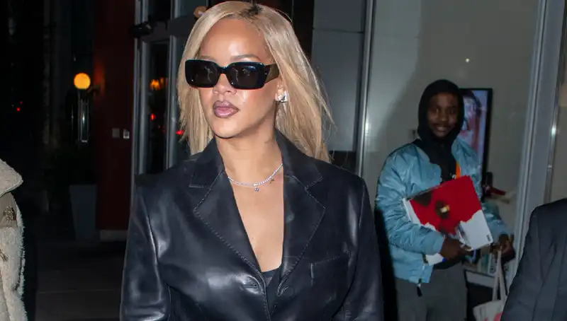 Rihanna takes the sheer trend with a see-through skirt and blazer