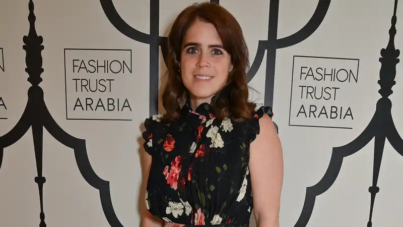 Princess Eugenie remix a timeless little black dress with floral pattern all over