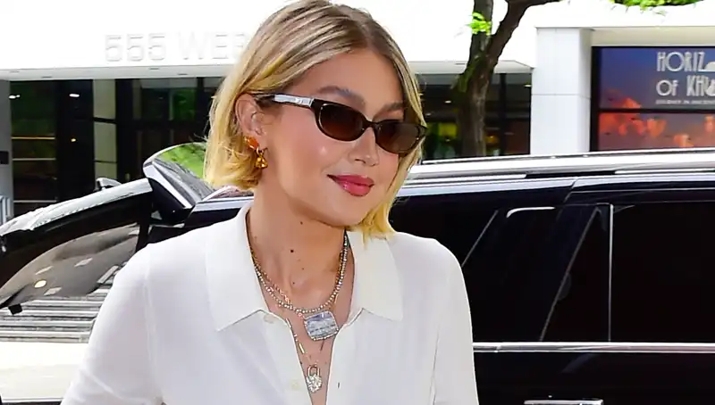 Gigi Hadid shows off an elegant slip skirt