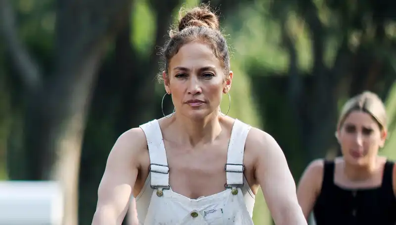 Jennifer Lopez Joins the Overalls Trend Cycle for Cycling in the Hamptons