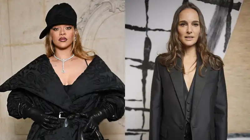 Natalie Portman jokes to Rihanna that meeting at Paris Fashion Week helped her get over her divorce