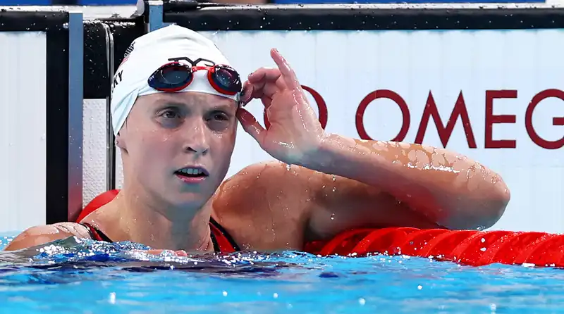 Swimmer Katie Ledecky says "I can't speak for others" about peeing in the pool