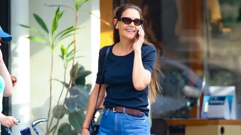 Katie Holmes quickly tests one of Fall 2024's big trends, denim, in street style