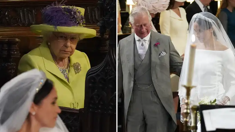 Queen Elizabeth “felt uncomfortable” when Prince Charles walked Meghan Markle down the aisle.