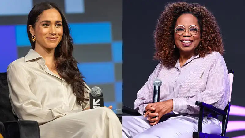 Meghan Markle and Oprah Winfrey make a surprise appearance at a bookstore near their California home.