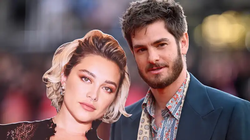 Andrew Garfield brings cardboard cutout of Florence Pugh to “We Live In Time” premiere