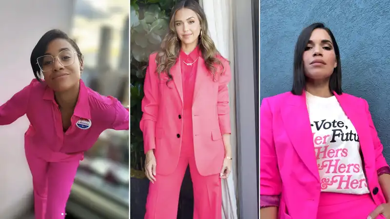 Why do you recommend that celebrities wear pink to the polls?