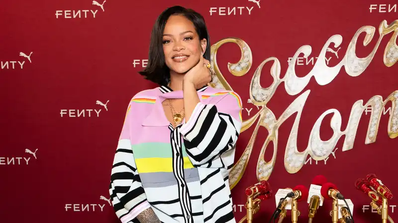 Rihanna Redefines Soccer Mom Style with Rainbow Polo Dress and New Puma Sneakers