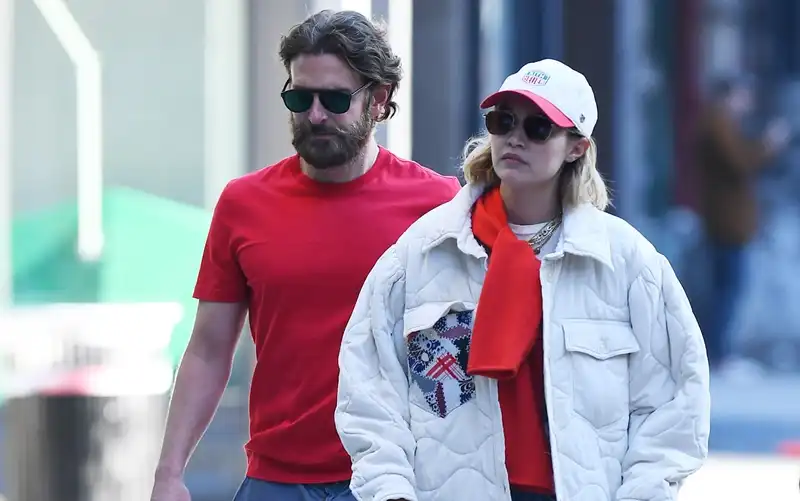 Gigi Hadid and Bradley Cooper profess their love by matching cherry red outfits