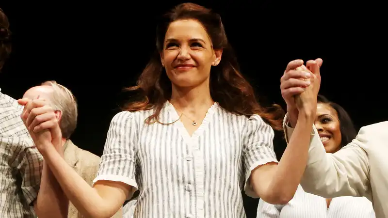 Katie Holmes revealed that she "made something" when she forgot the lines during a performance on Broadway