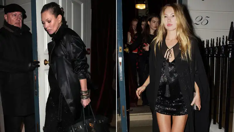 Kate and Lilamos mother-daughter match past midnight in inky Zara outfits and Birkin bags