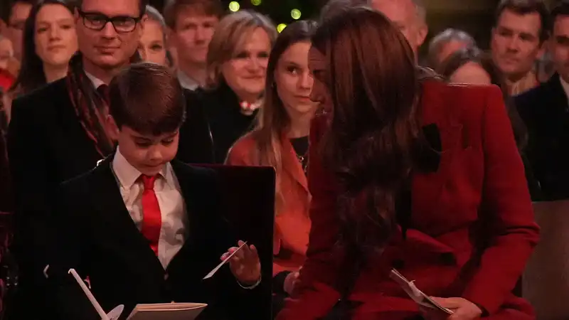 Kate Middleton and Prince Louis take a sweet moment caught on camera at the “Together at Christmas” concert.